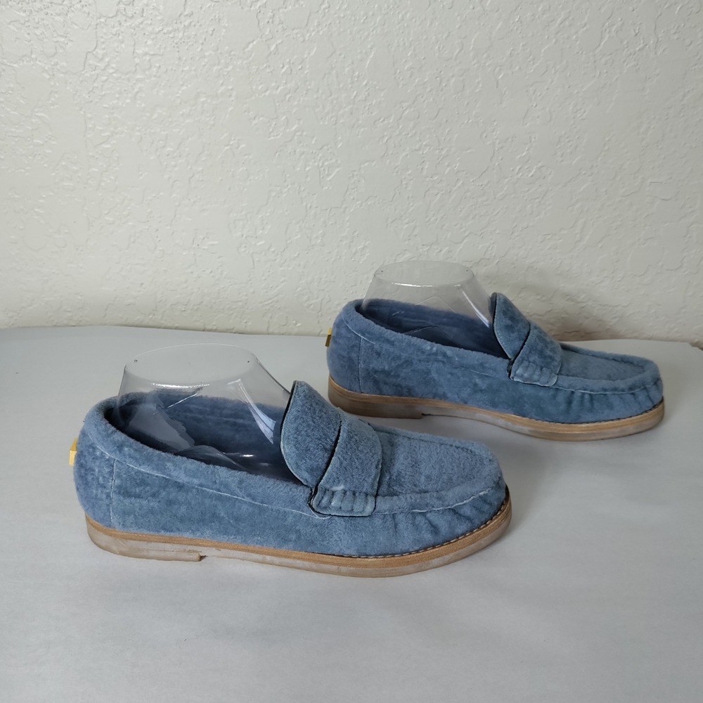 Stuart Weitzman Blue Faux Fur Penny Loafers VW92120 Size 7M